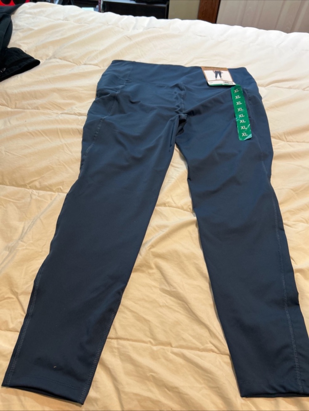 Eddie Bauer WomenS Trail Tight Leggings Blue Zip Pockets Sz XL YOGA GYM RUN hike